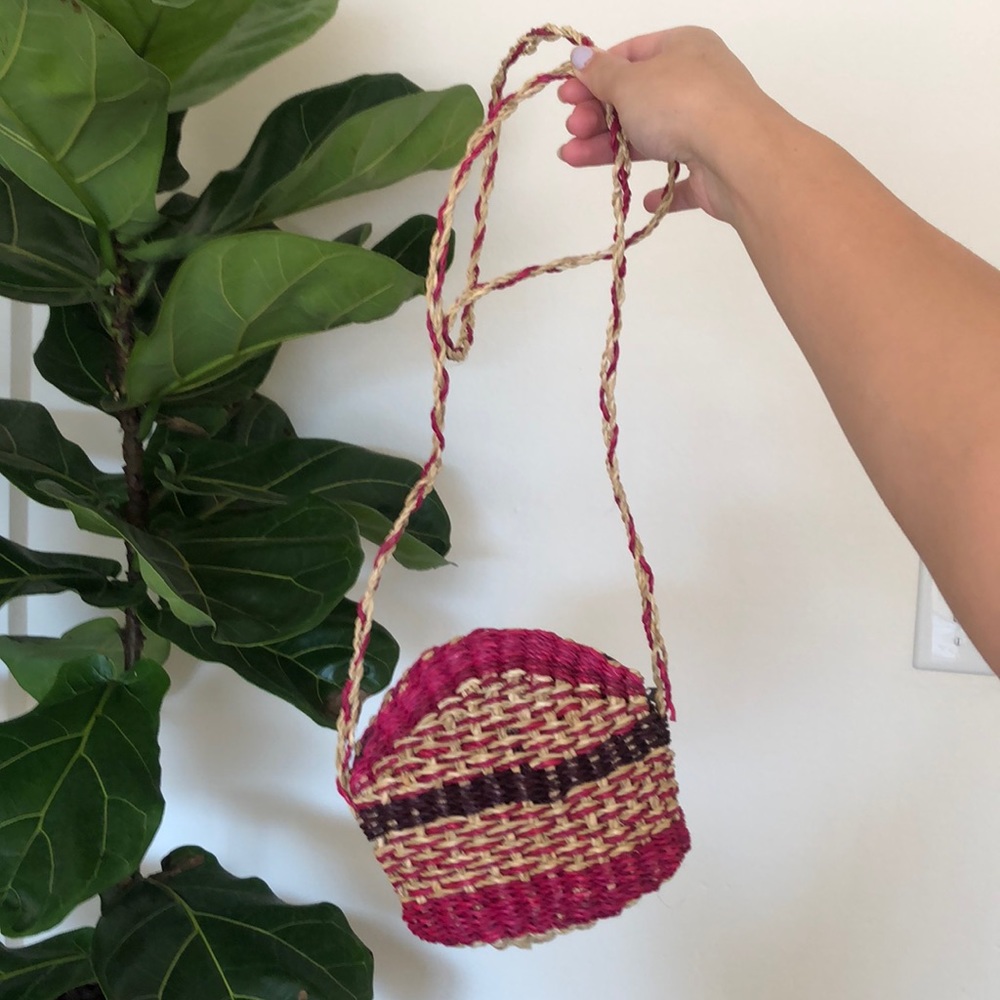 rattan weave mini shoulder bag